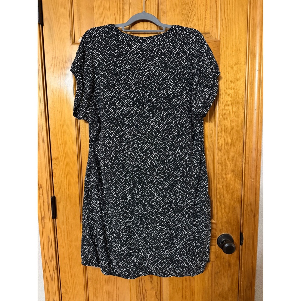 Gap Womens XL Black White Polka Dot V-Neck Rayon Shift Dress with Pockets - Picture 4 of 6